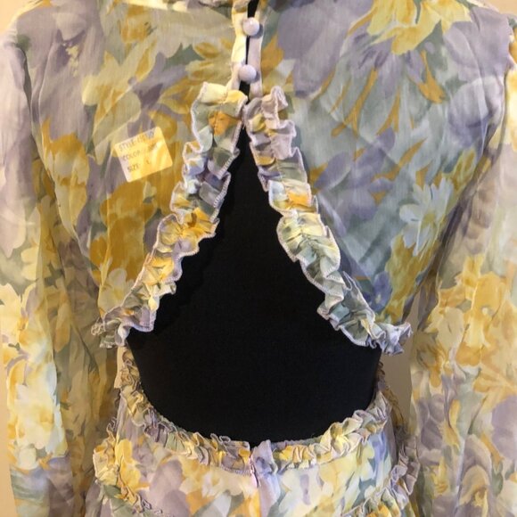 Floral Chiffon Long Sleeve Dress - Picture 4 of 9